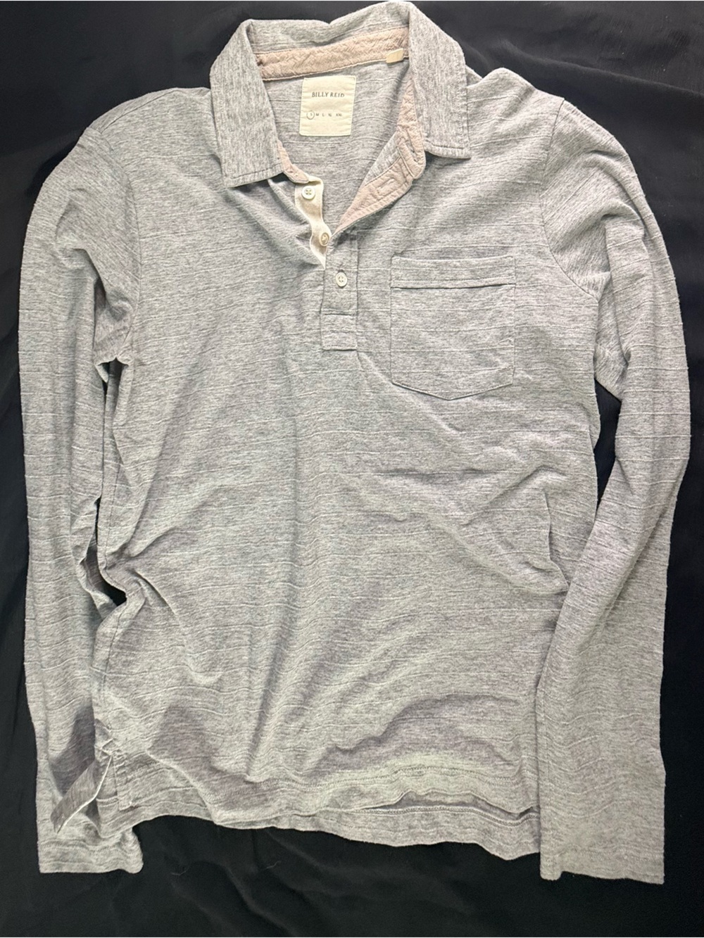 Billy Reid Light Gray Long-Sleeve Polo